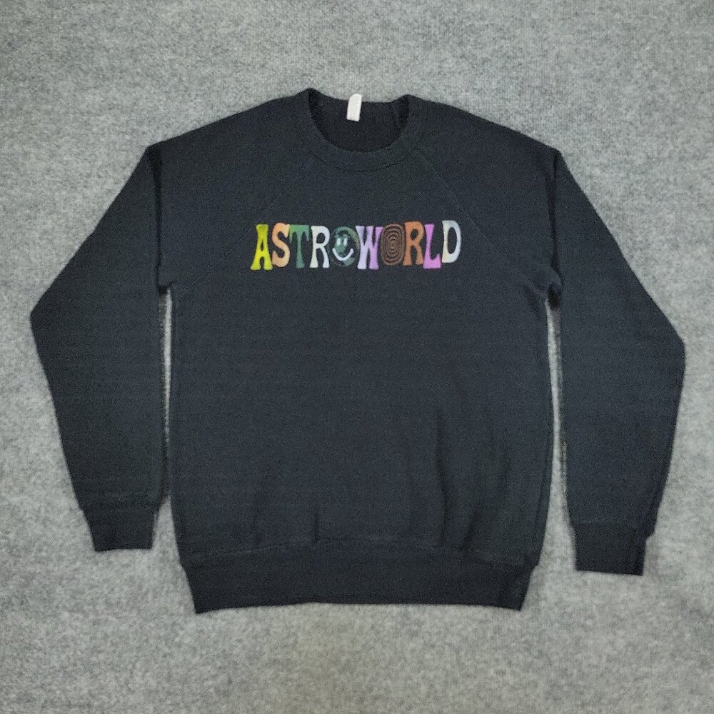 AstroWorld Sweatshirt Men's Medium Black Wish You Were Here Graphic Long Sleeve
